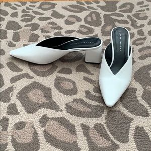 White heeled mule